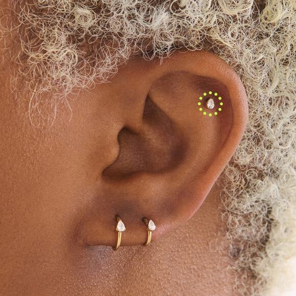 Studs Pear CZ Flatback Stud Earring - One Size - Picture 2 of 2